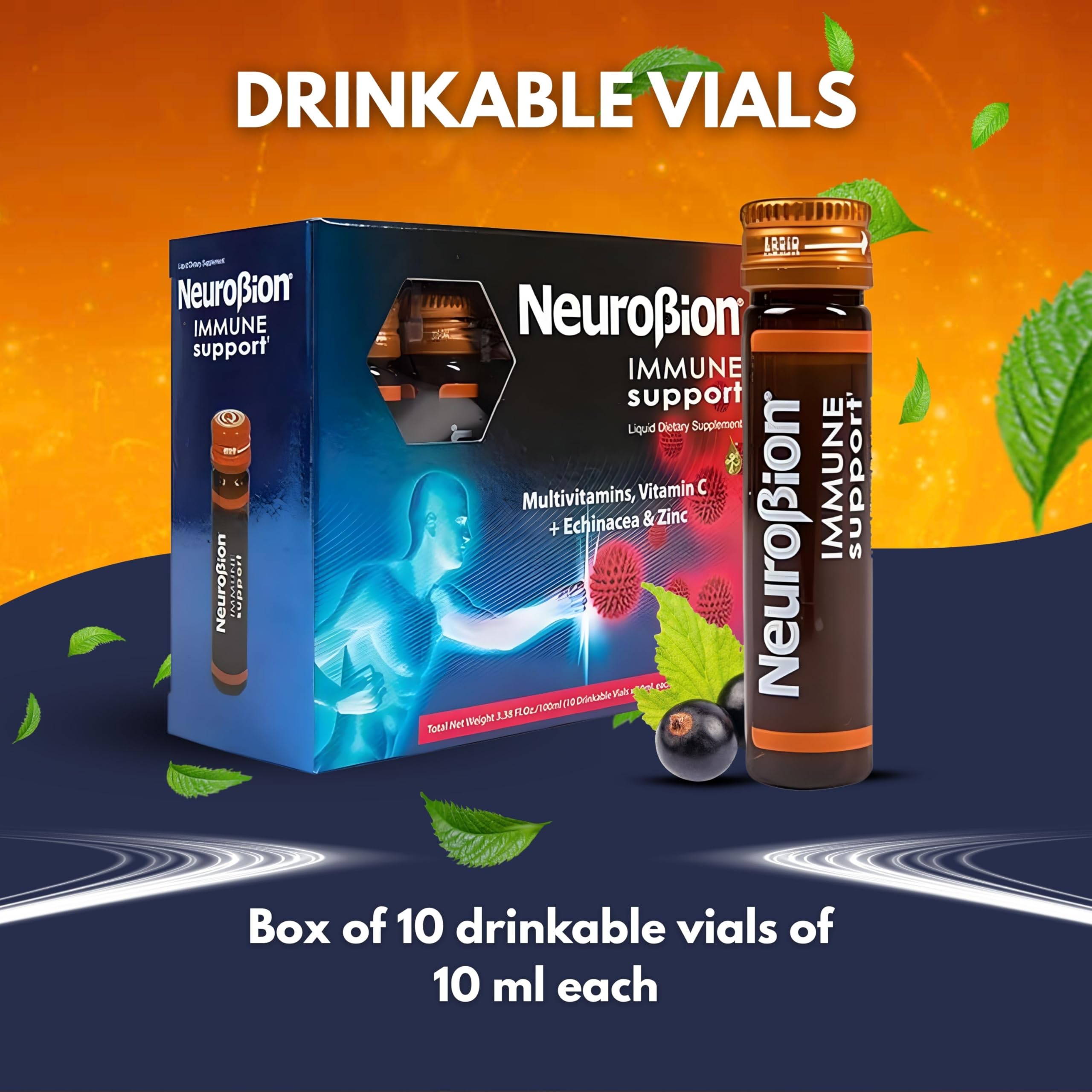 Neurobion Echinacea Supplement on a table with a glass of water