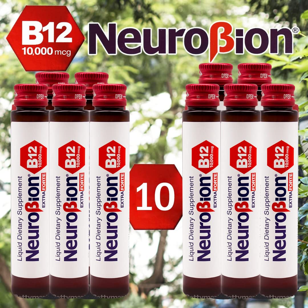 Neurobion Vitamin B12 Supplement 10,000 mcg vial in hand