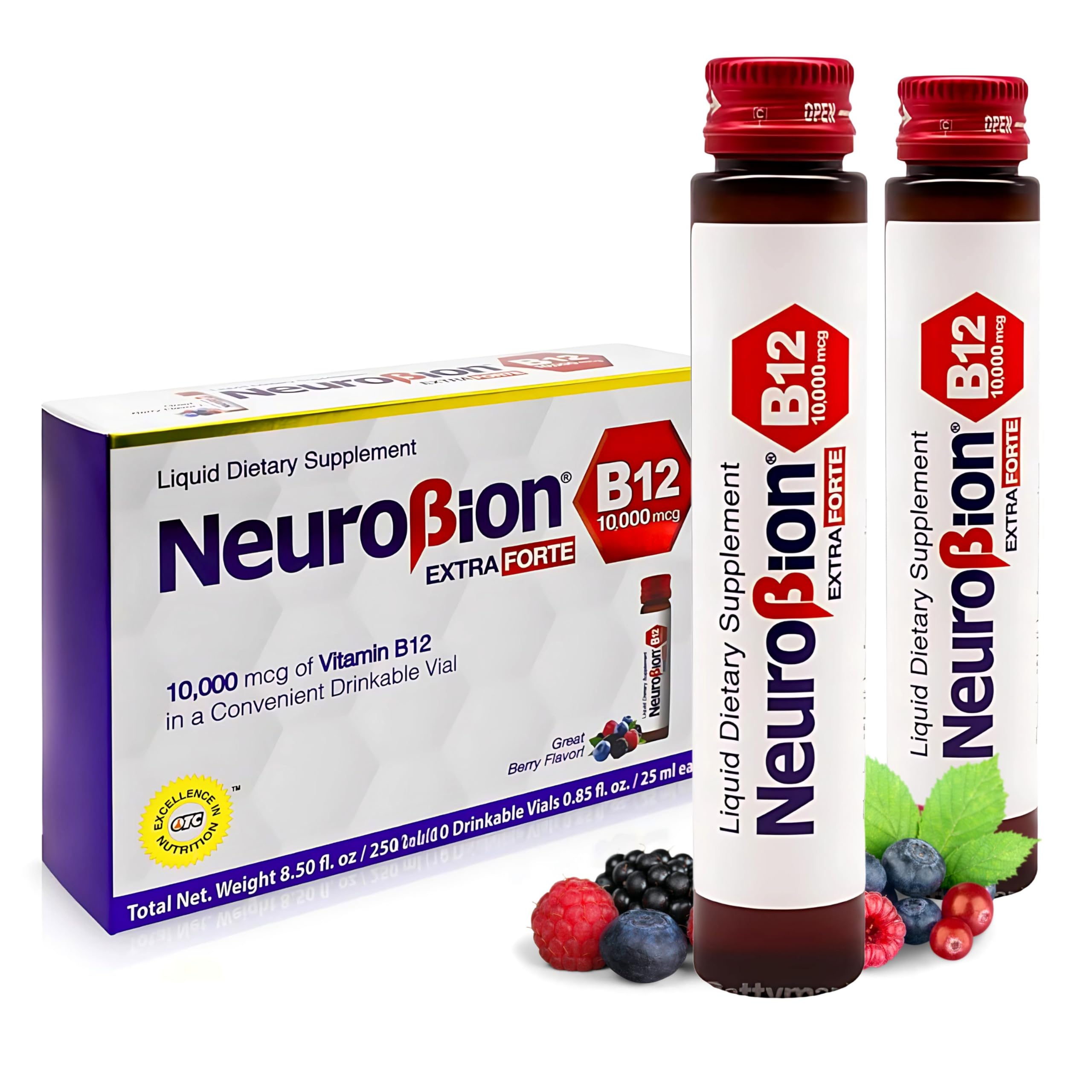 Neurobion Vitamin B12 Supplement 10,000 mcg vial side view