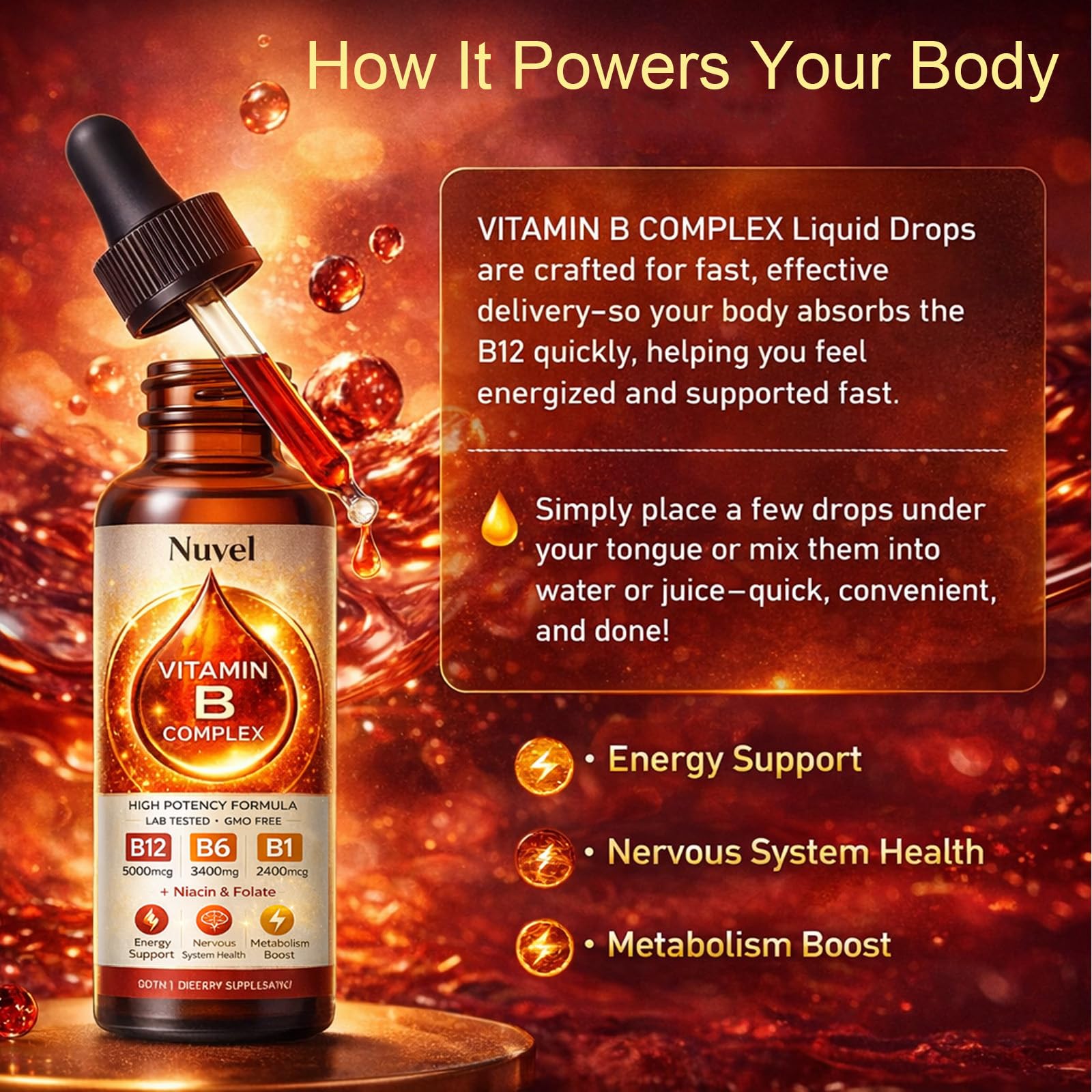 neurocept Liquid B-Complex Supplement packaging with nutritional information