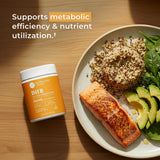 Neurogan Dihydroberberine Capsules with a measuring spoon and glass of water