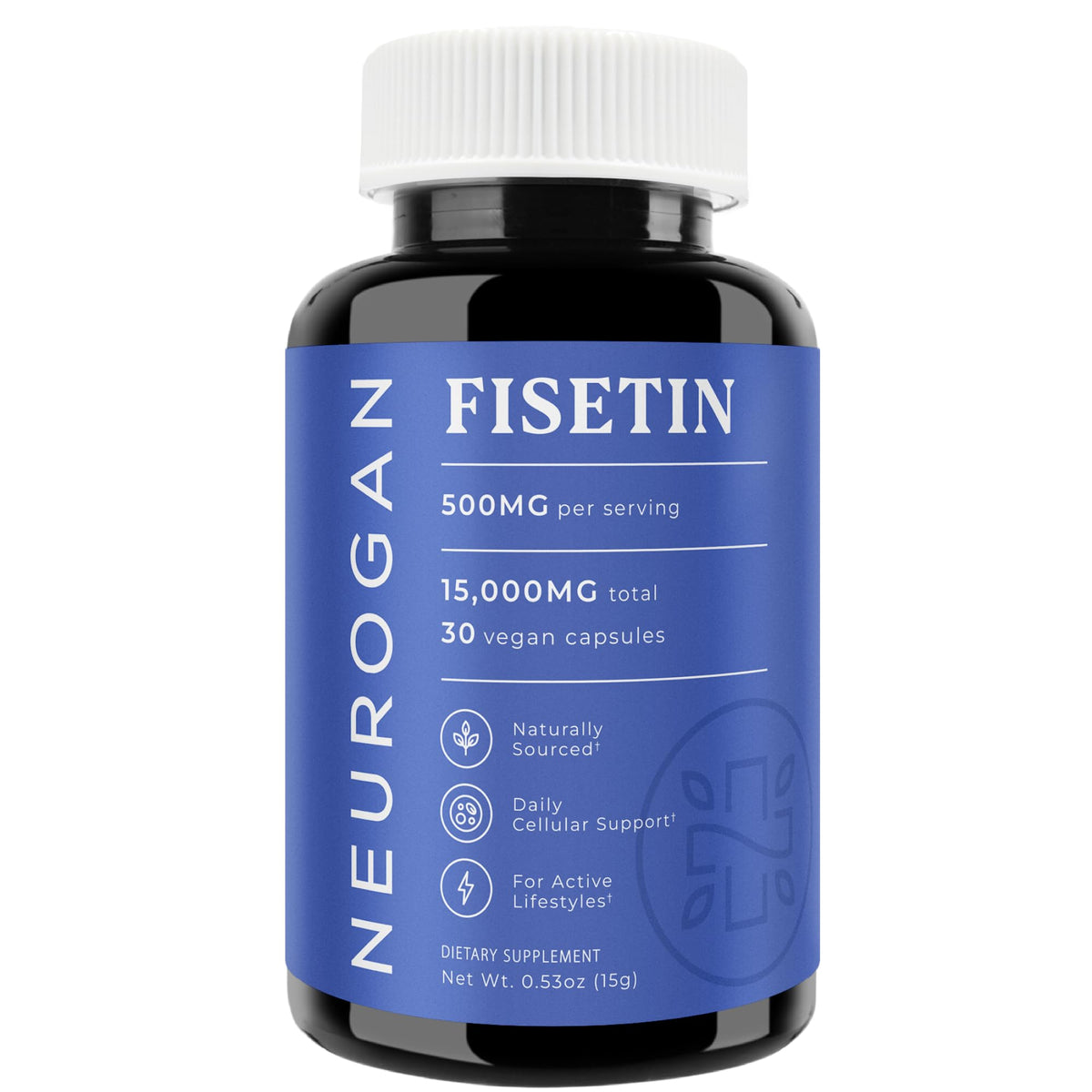Neurogan Fisetin Supplement 500mg vegan capsules front view