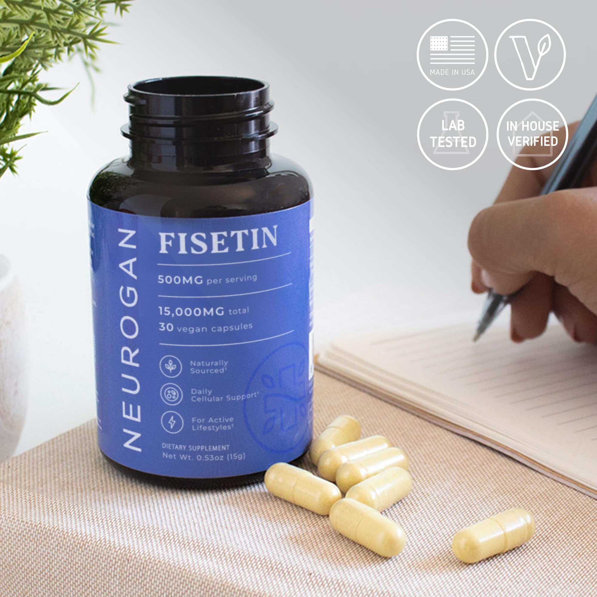 Neurogan Fisetin Supplement 500mg vegan capsules packaging