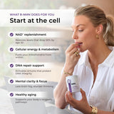 Neurogan Pure Beta NMN capsules on a wooden table