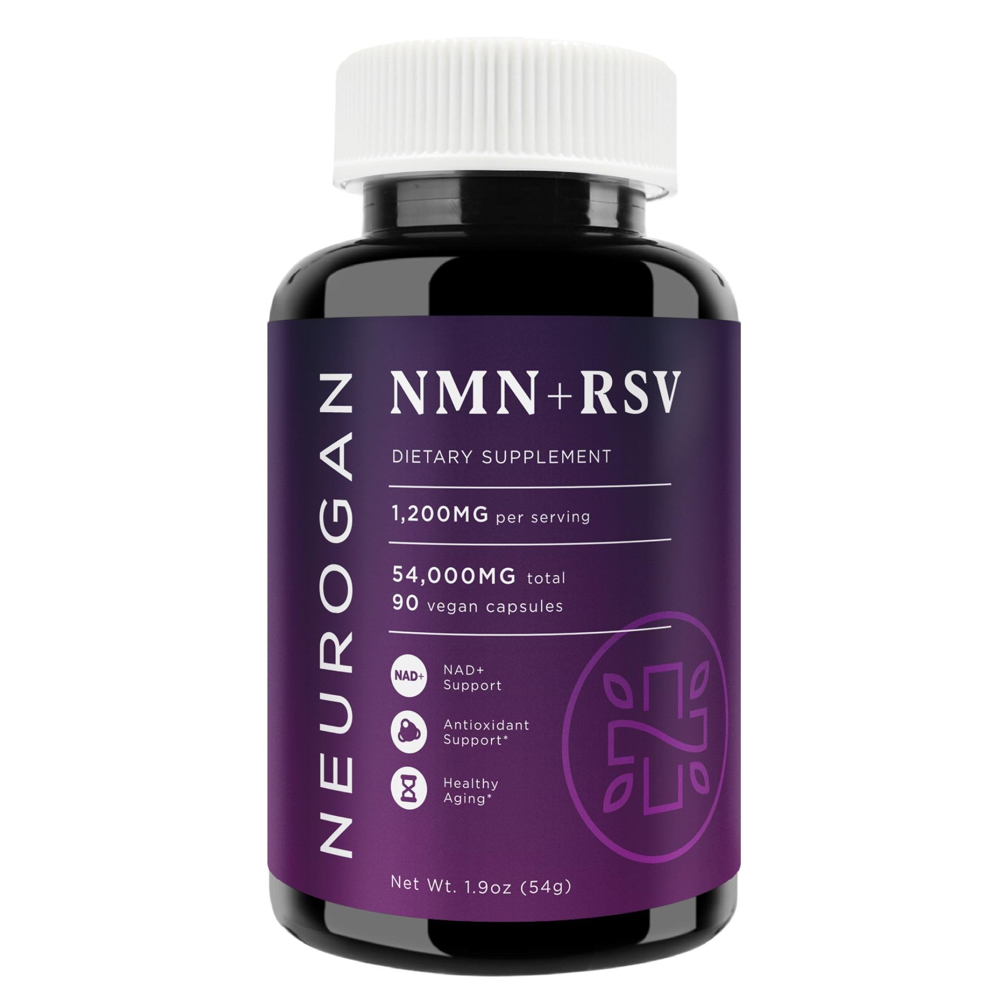 Neurogan Resveratrol NMN Supplement 600mg capsules front view