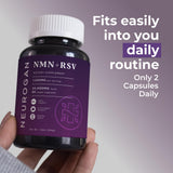 Neurogan Resveratrol NMN Supplement 600mg capsules in a daily pill organiser