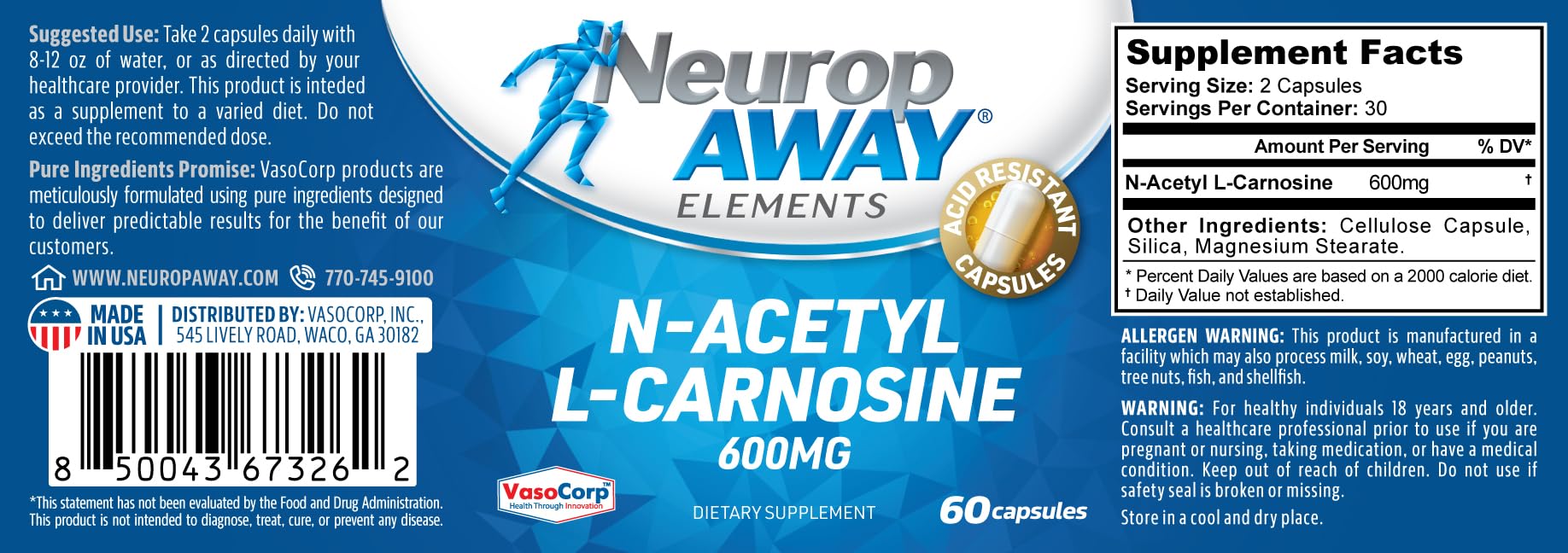 NeuropAWAY Acetyl-L-Carnitine capsules with measuring spoon