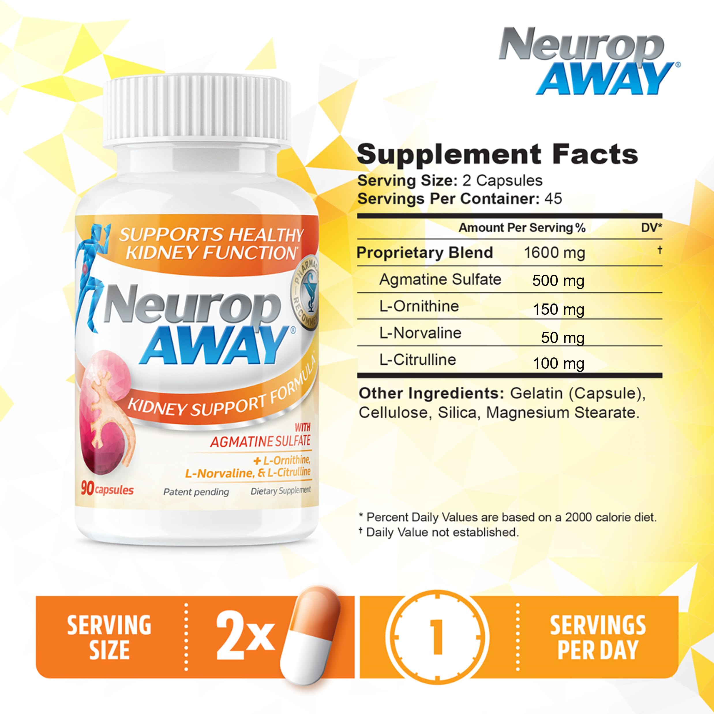 NeuropAWAY Kidney Support Formula capsules in a bowl
