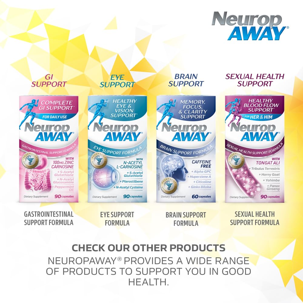 NeuropAWAY Kidney Support Formula displayed with healthy foods