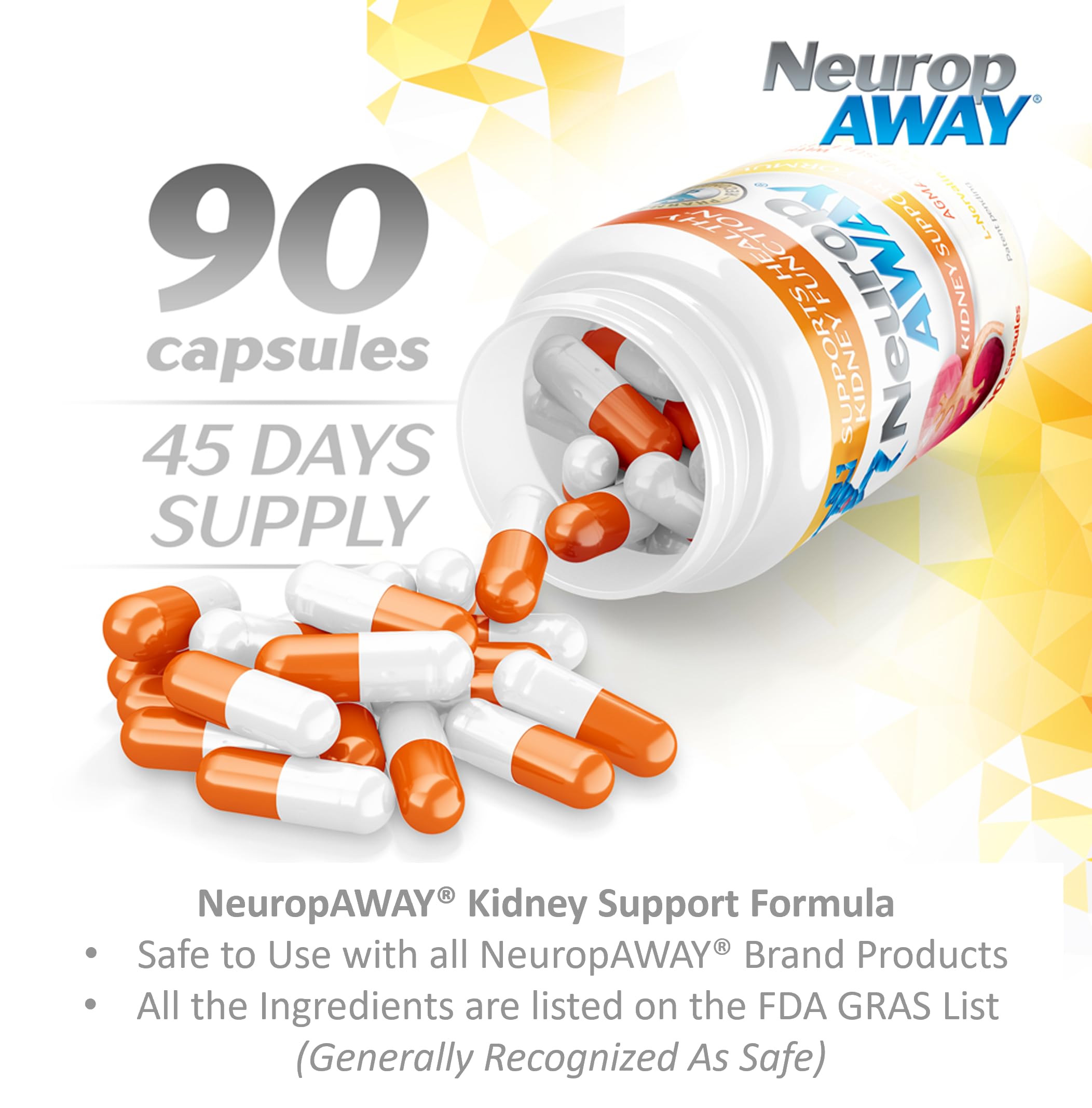 NeuropAWAY Kidney Support Formula side view of packaging