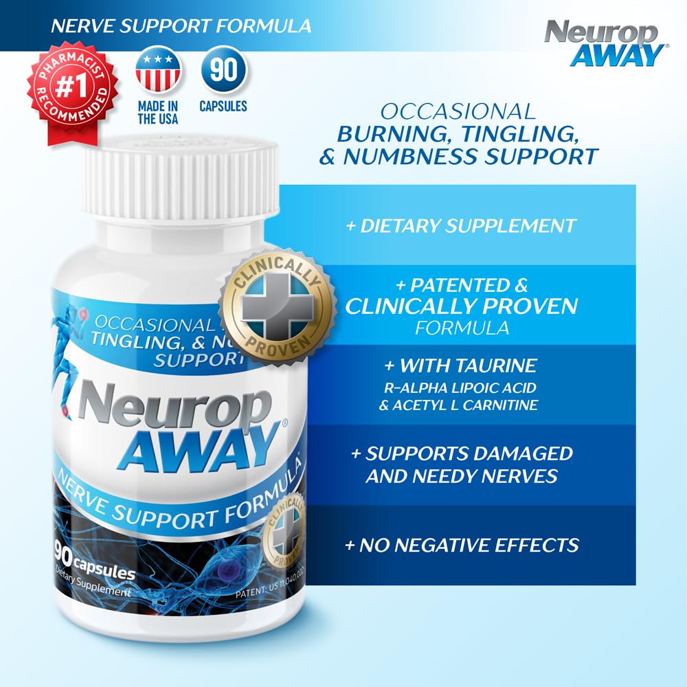 NeuropAWAY Nerve Support Formula 28g capsule close-up
