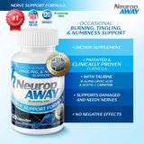 NeuropAWAY Nerve Support Supplement back view with ingredient list
