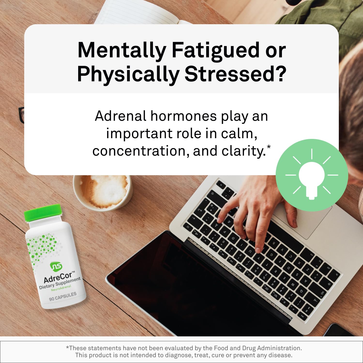 NeuroScience Adrenal Extracts supplement capsules on a table