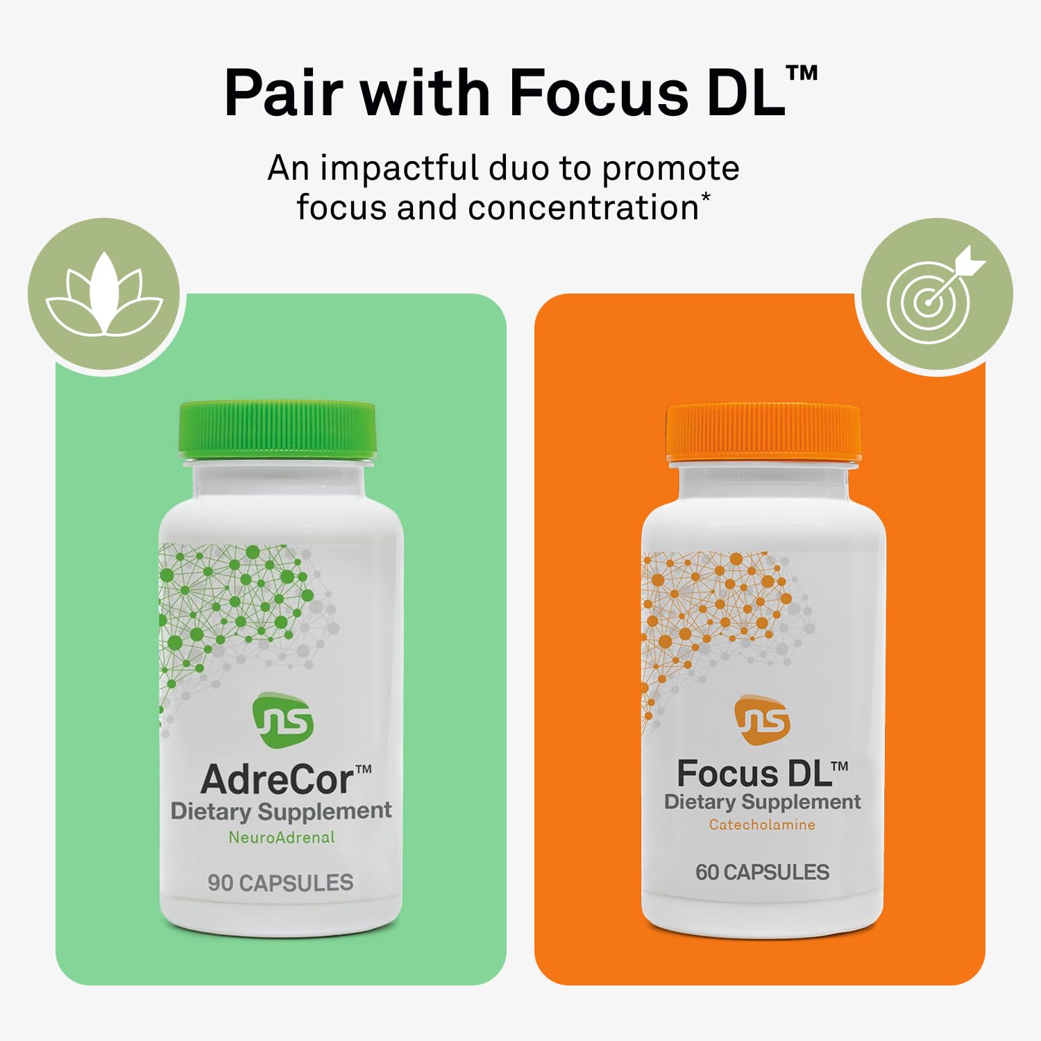 NeuroScience Adrenal Extracts supplement with lifestyle background