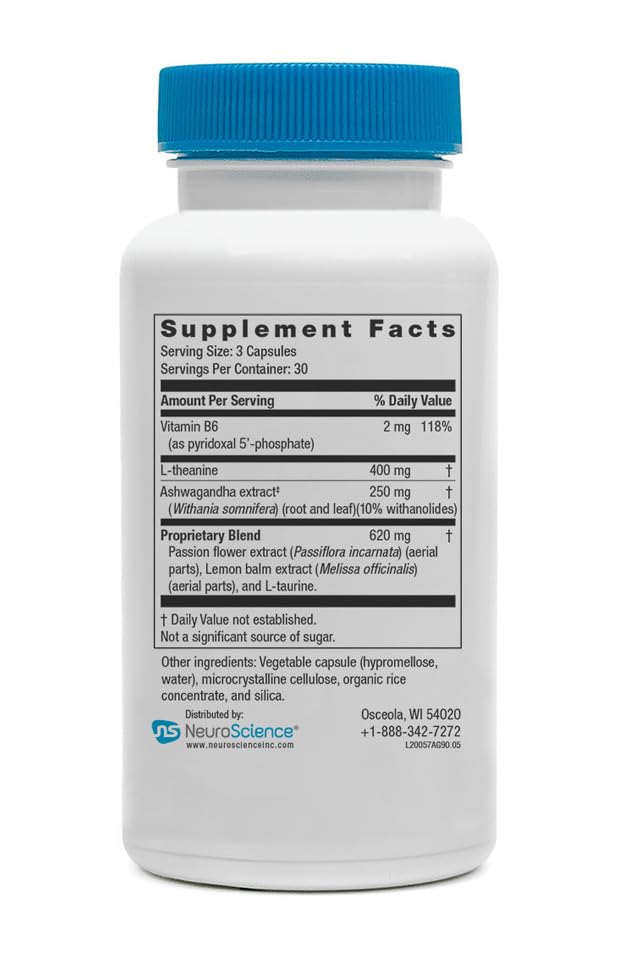 NeuroScience Alpha GABA L-Theanine Supplement with a glass of water
