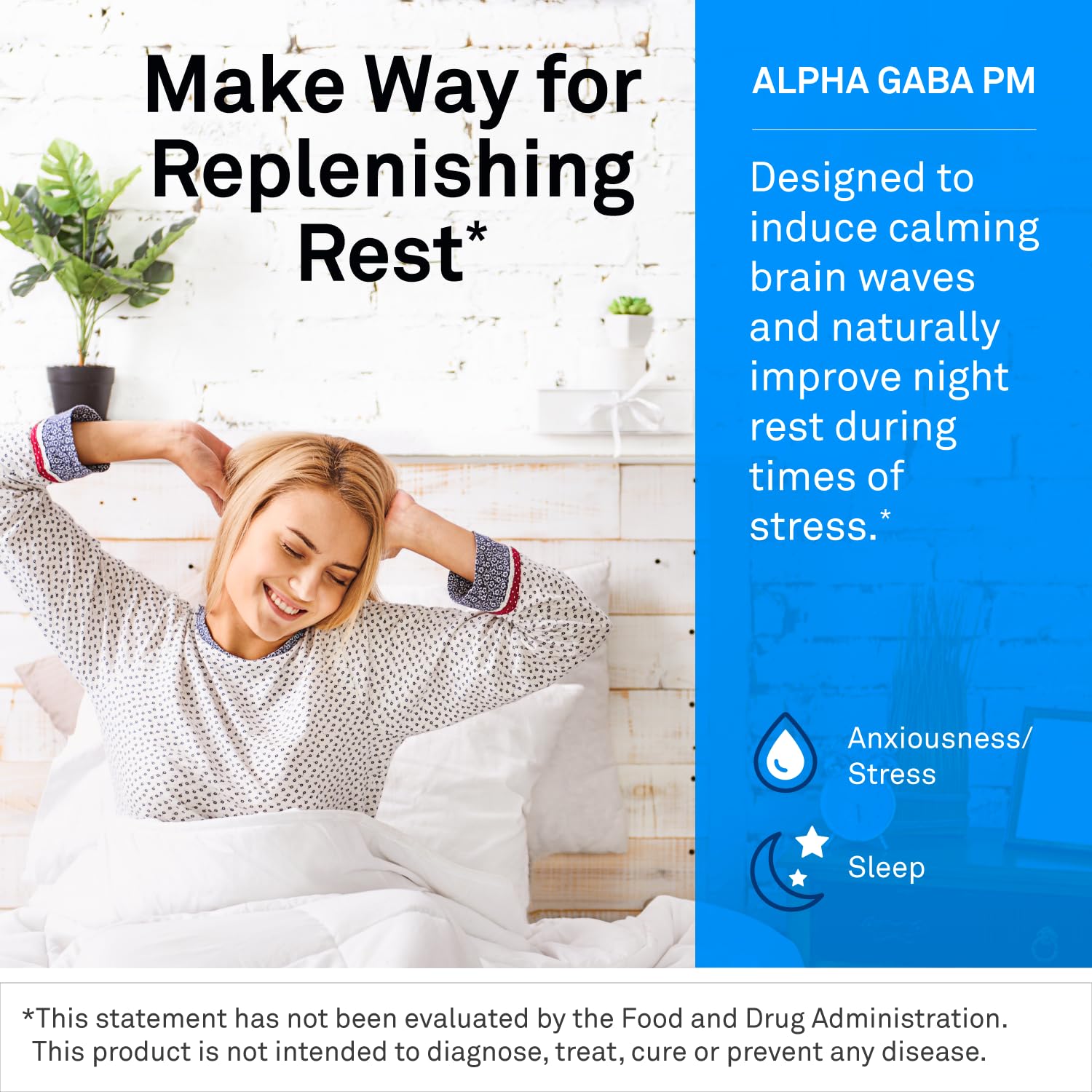 NeuroScience Alpha Gaba PM Sleep Supplement side view with dosage information