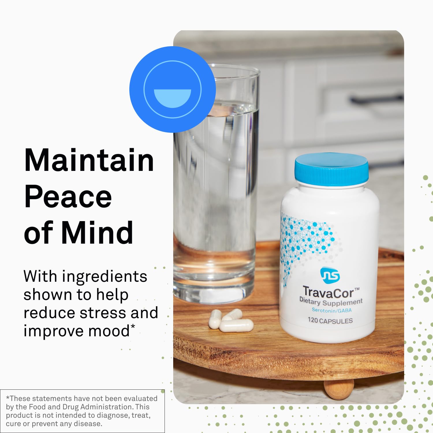 NeuroScience TravaCor Mood Support Supplement bottle side view