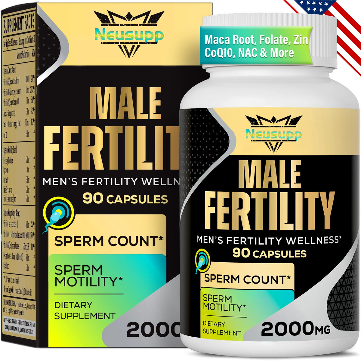 Neusupp Prenatal Vitamins for Men 90 capsules front view