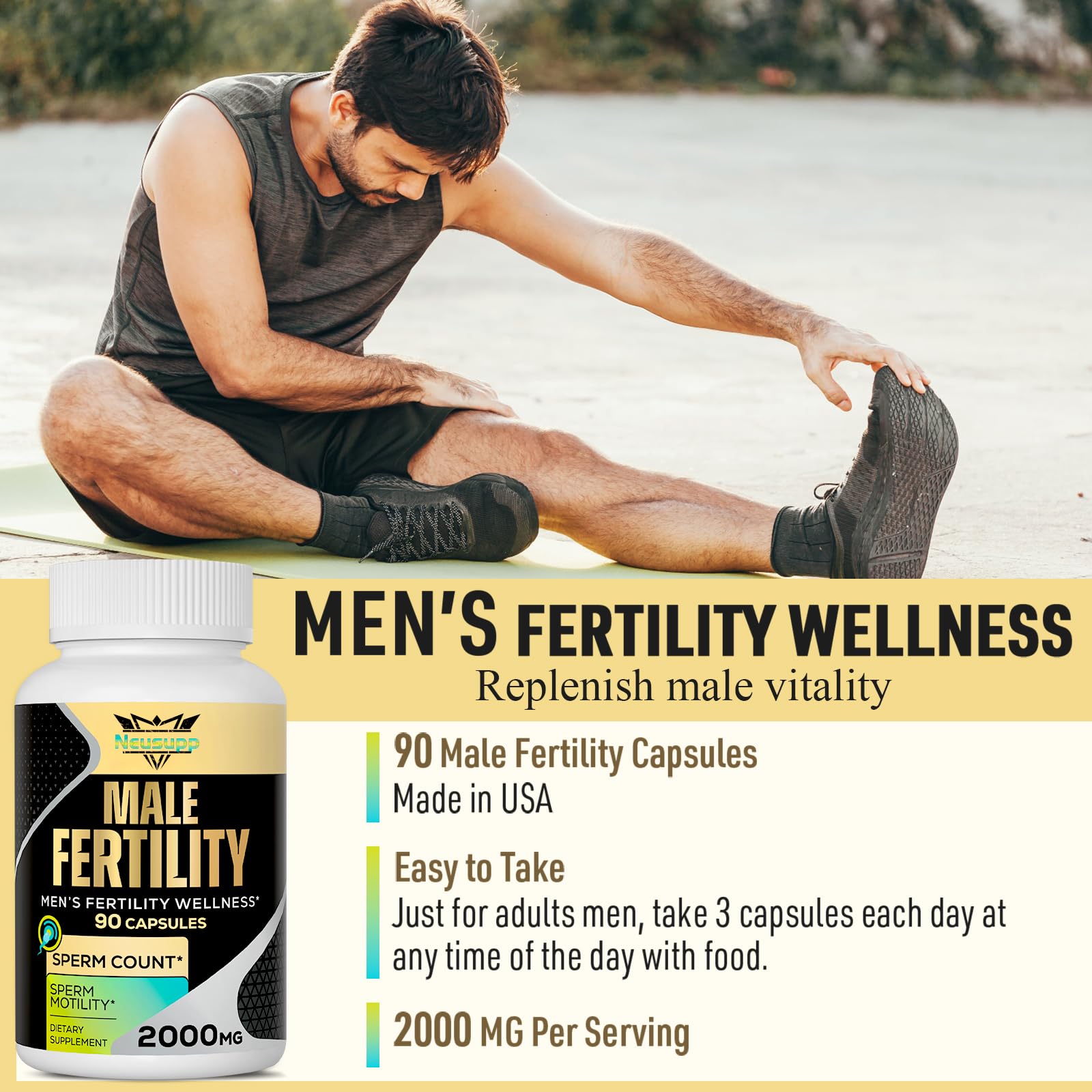 Neusupp Prenatal Vitamins for Men bottle top view