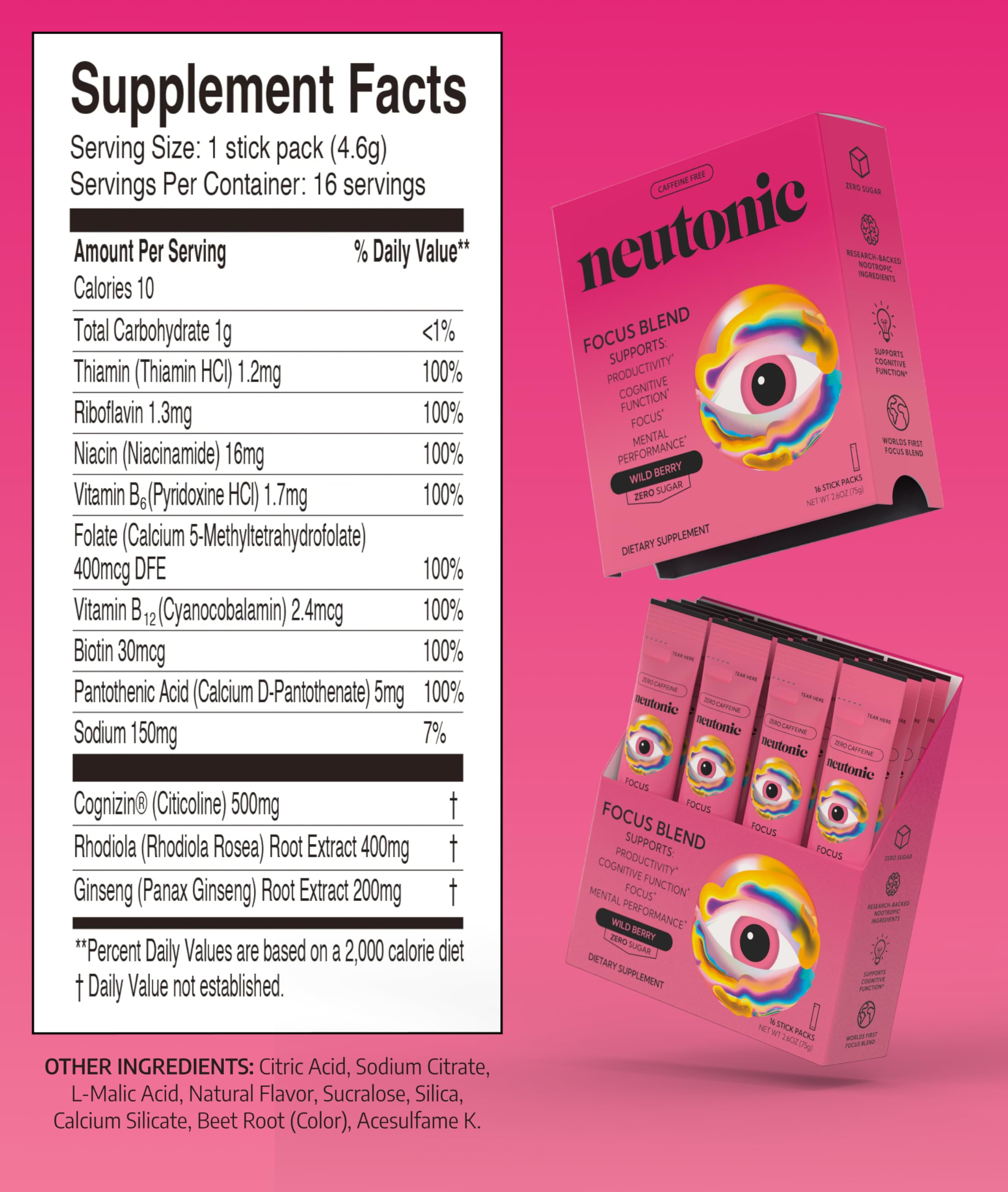 Neutonic Cognitive Focus Supplement stick pack close-up