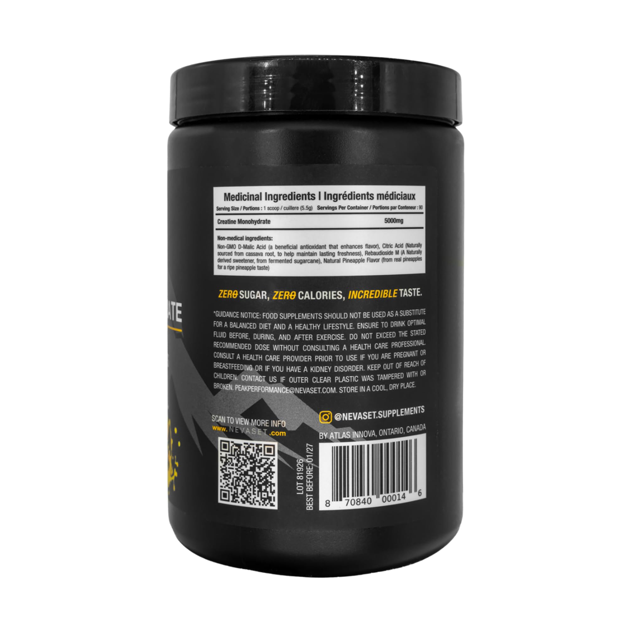 Neva Set Creatine Monohydrate container side view
