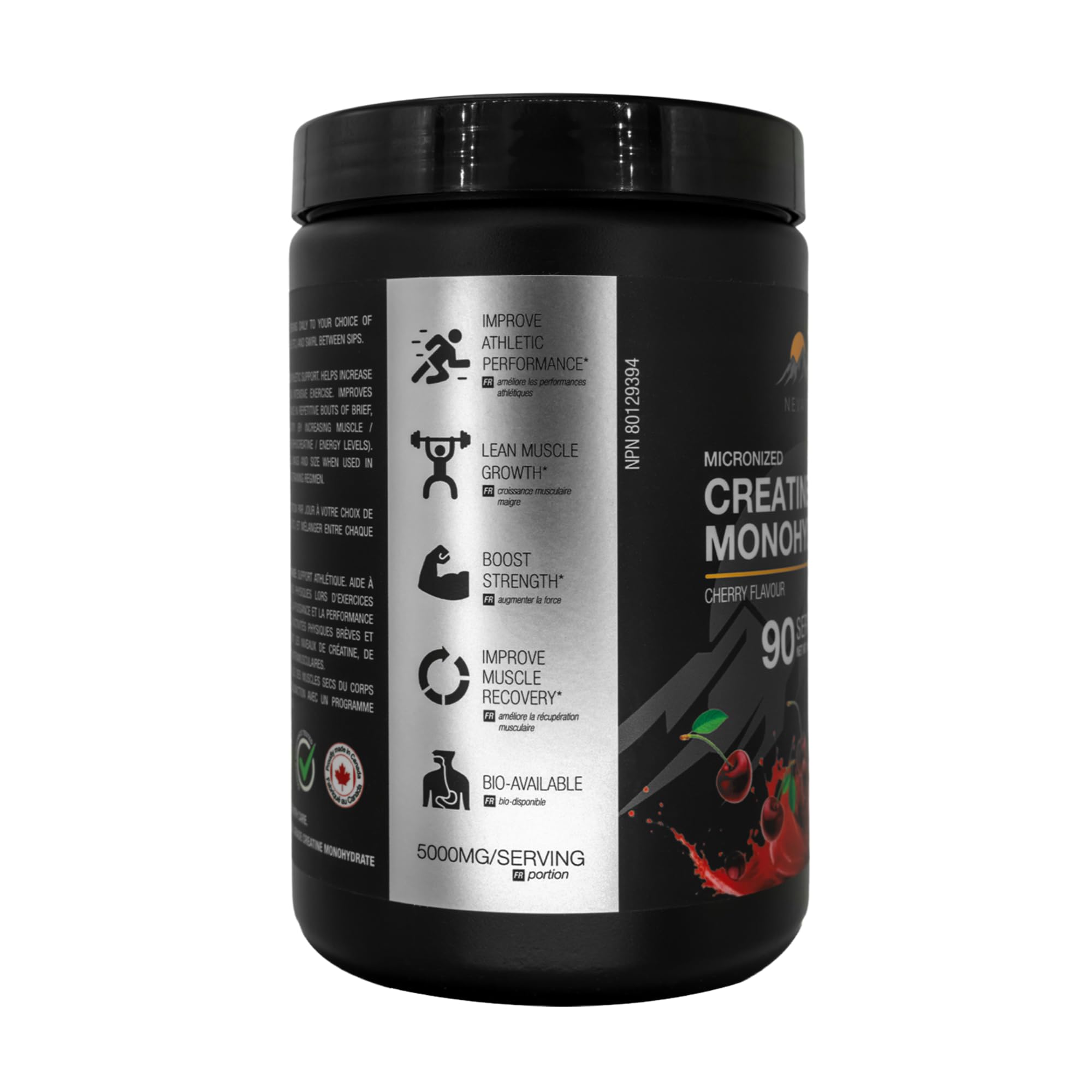 Neva Set Creatine Monohydrate Powder 495g back view with nutritional information