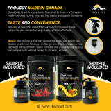 Neva Set Creatine Monohydrate Powder 495g container opened with powder scoop