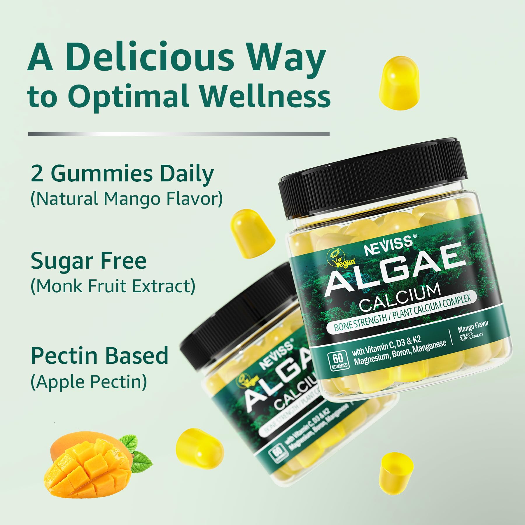 NEVISS Algae Calcium Gummies back label