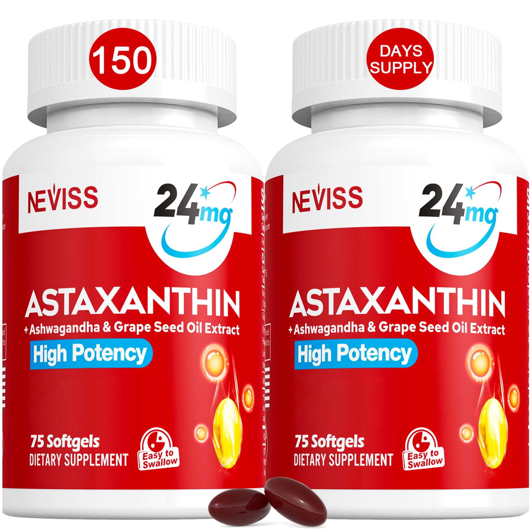 NEVISS Astaxanthin Softgels 24mg front view
