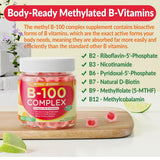 NEVISS B100 Complex Gummies displayed on a kitchen counter