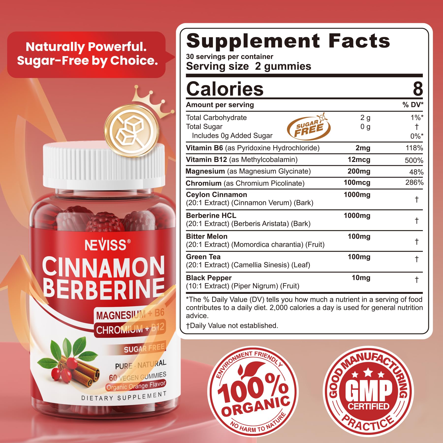 NEVISS Berberine Ceylon Cinnamon Gummies packaging