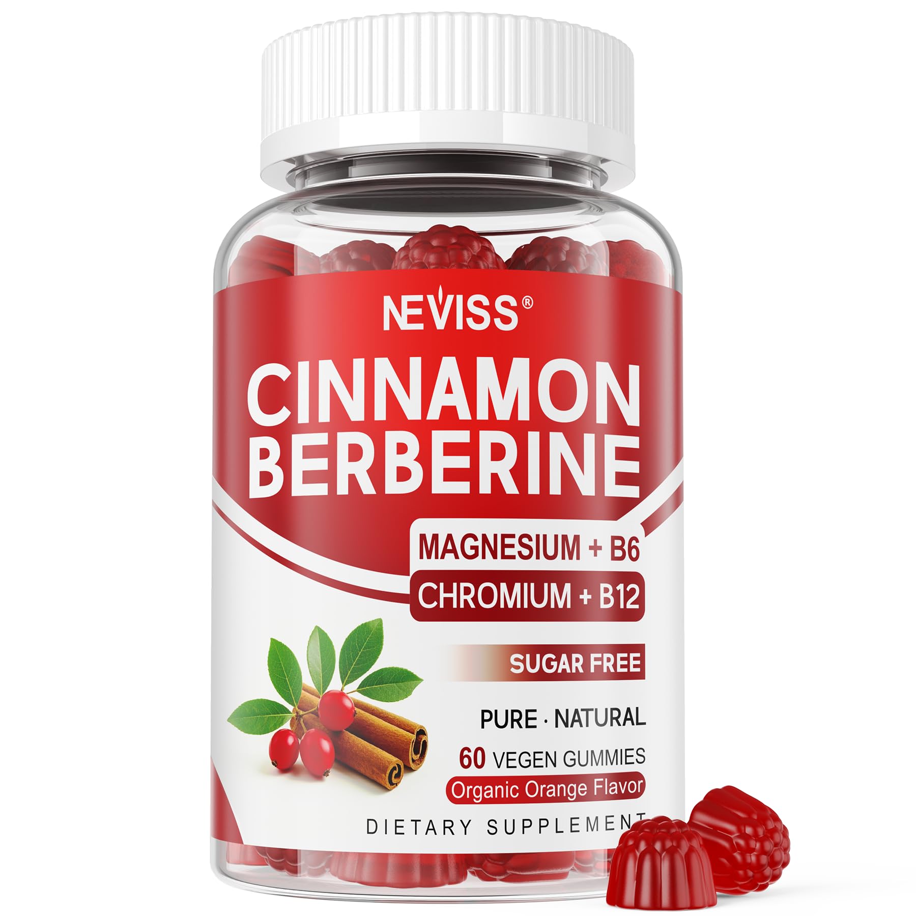 NEVISS Berberine HCl with Ceylon Cinnamon Gummies front view