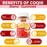 NEVISS CoQ10 Gummies 200mg bottle on a wooden table
