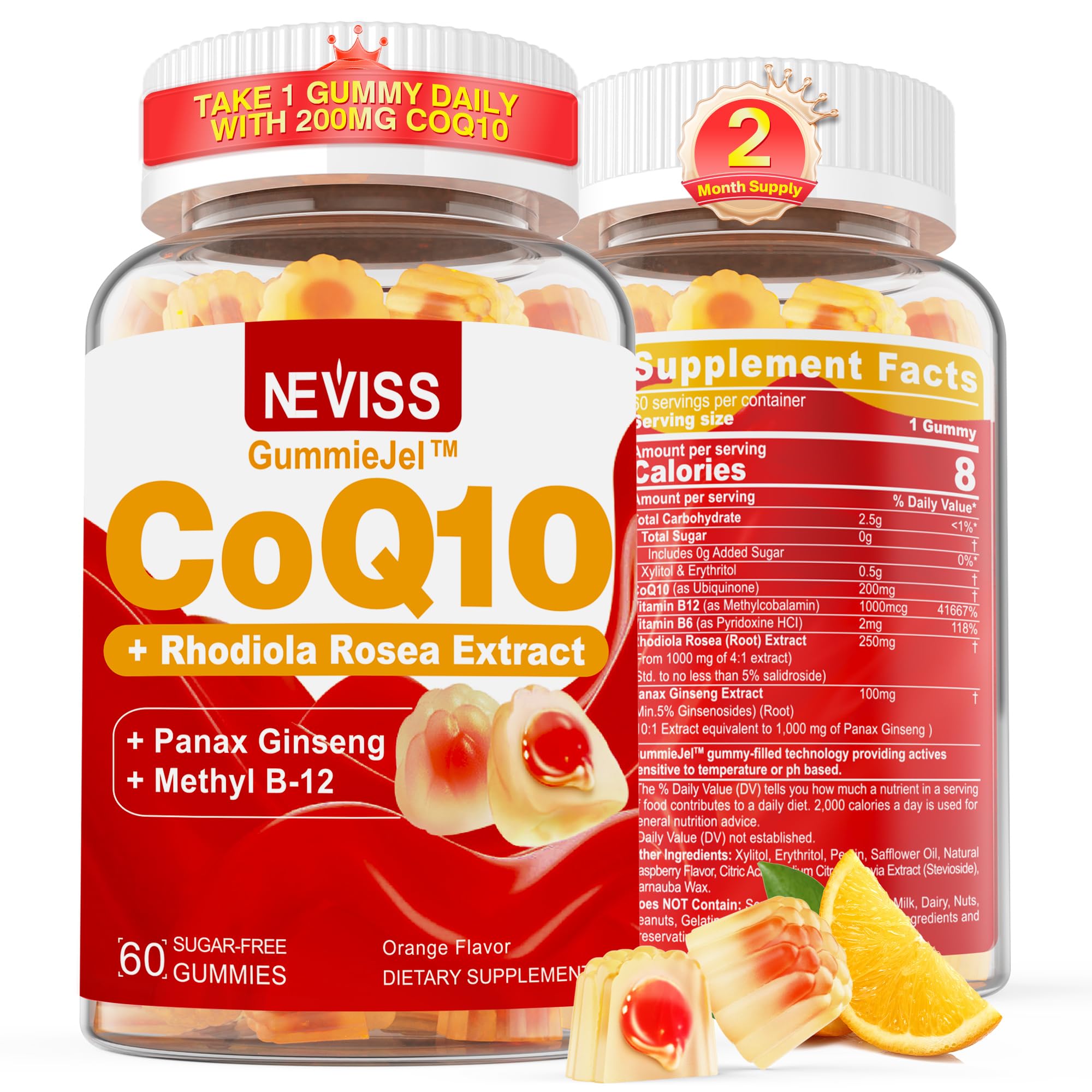 NEVISS CoQ10 Gummies 200mg front view of packaging