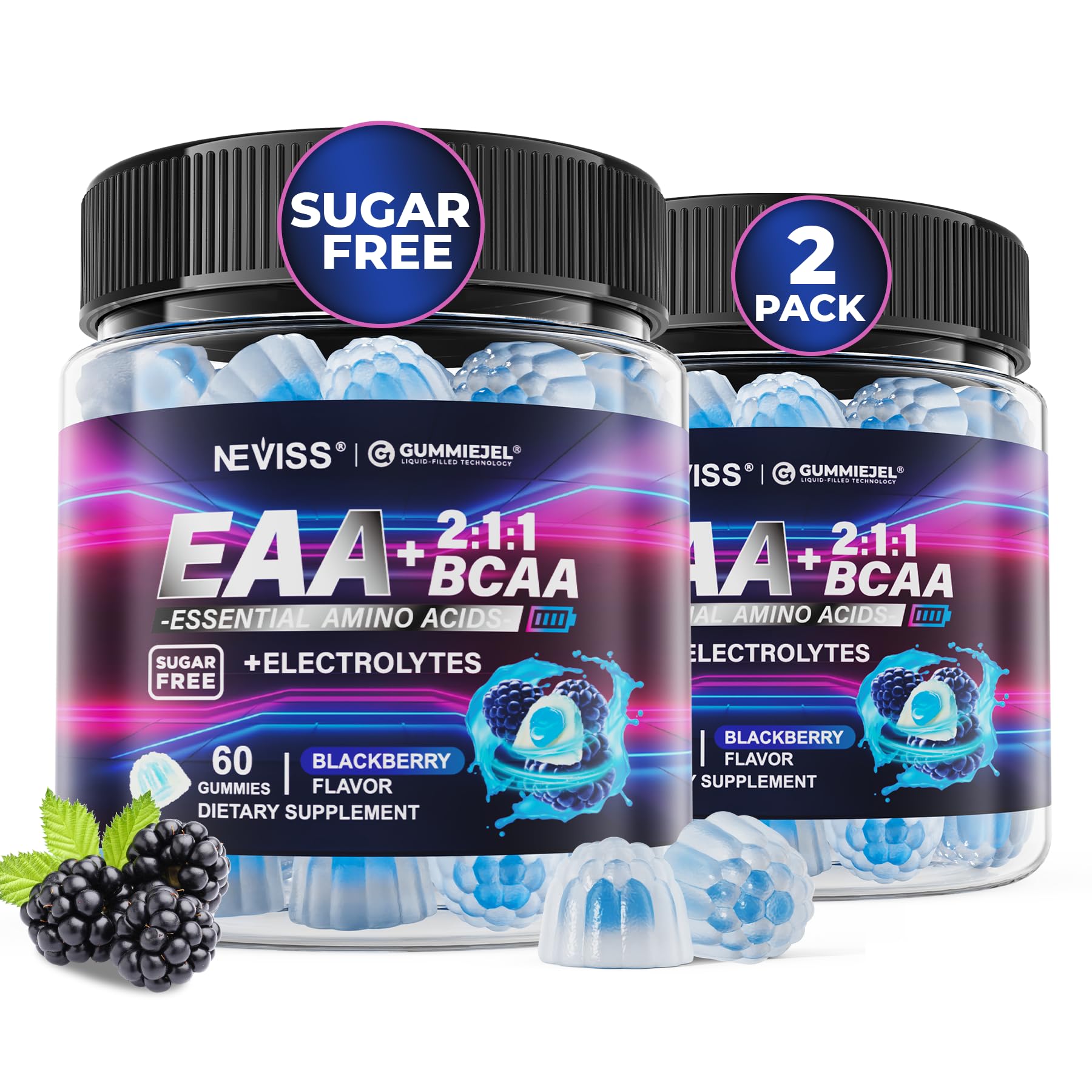 NEVISS EAA Gummies 445g front view with packaging