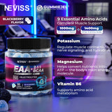 NEVISS EAA Gummies on a wooden table