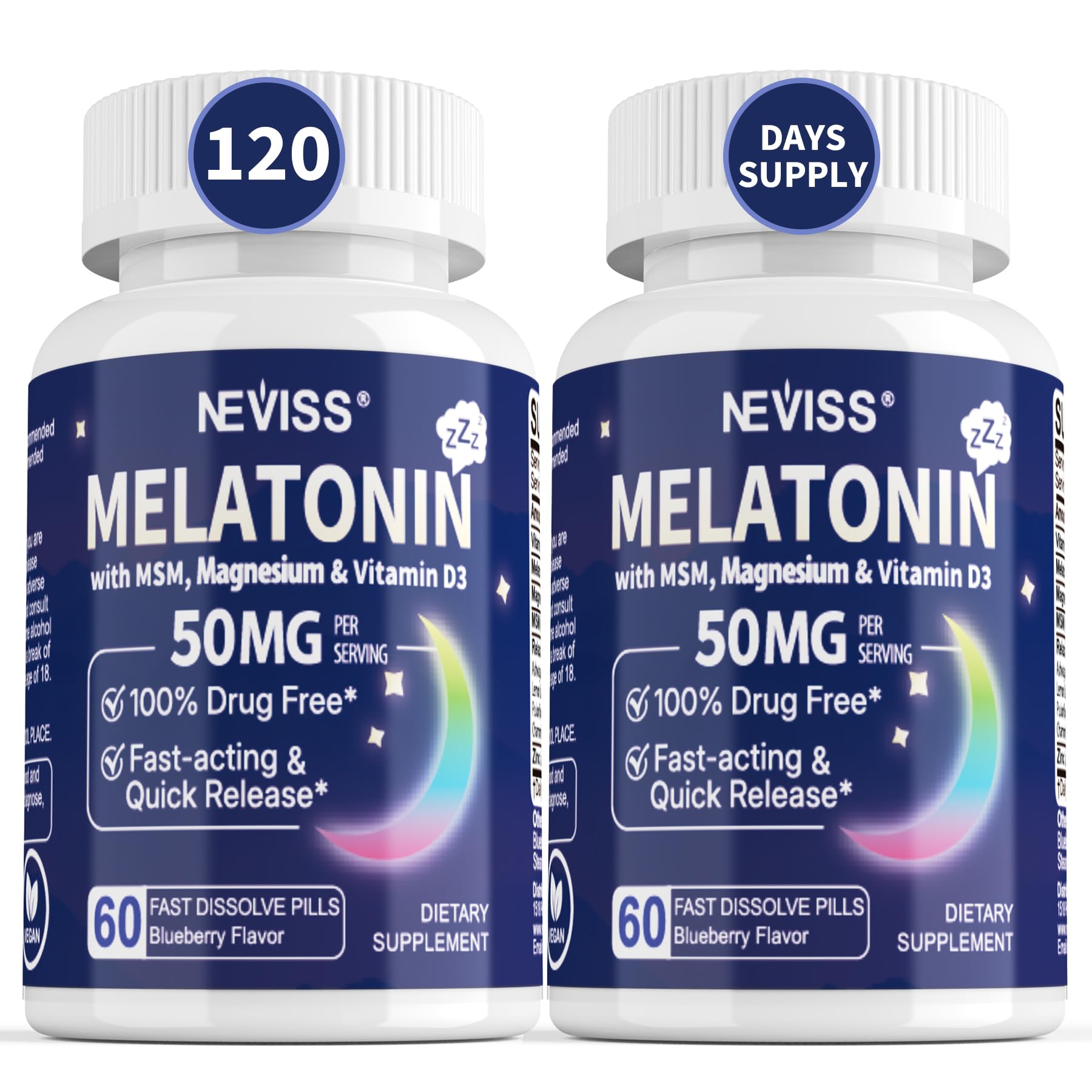 NEVISS Extra Strength Sleep Supplement 50mg Melatonin front view