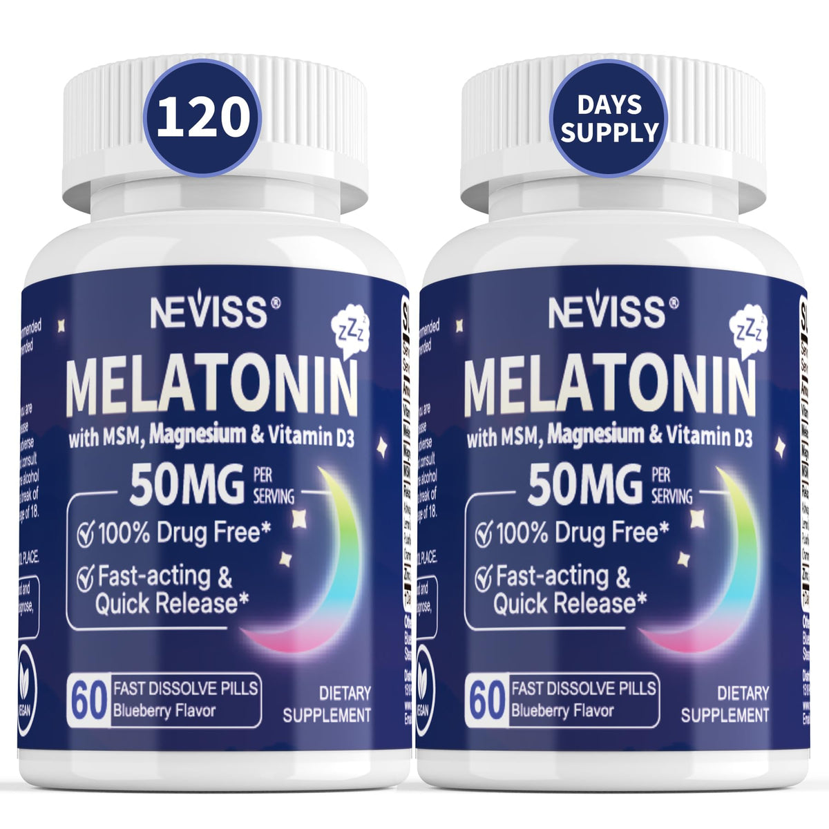NEVISS Extra Strength Sleep Supplement 50mg Melatonin front view