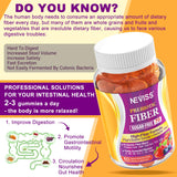 NEVISS Fiber Gummies in a bowl with a few gummies scattered