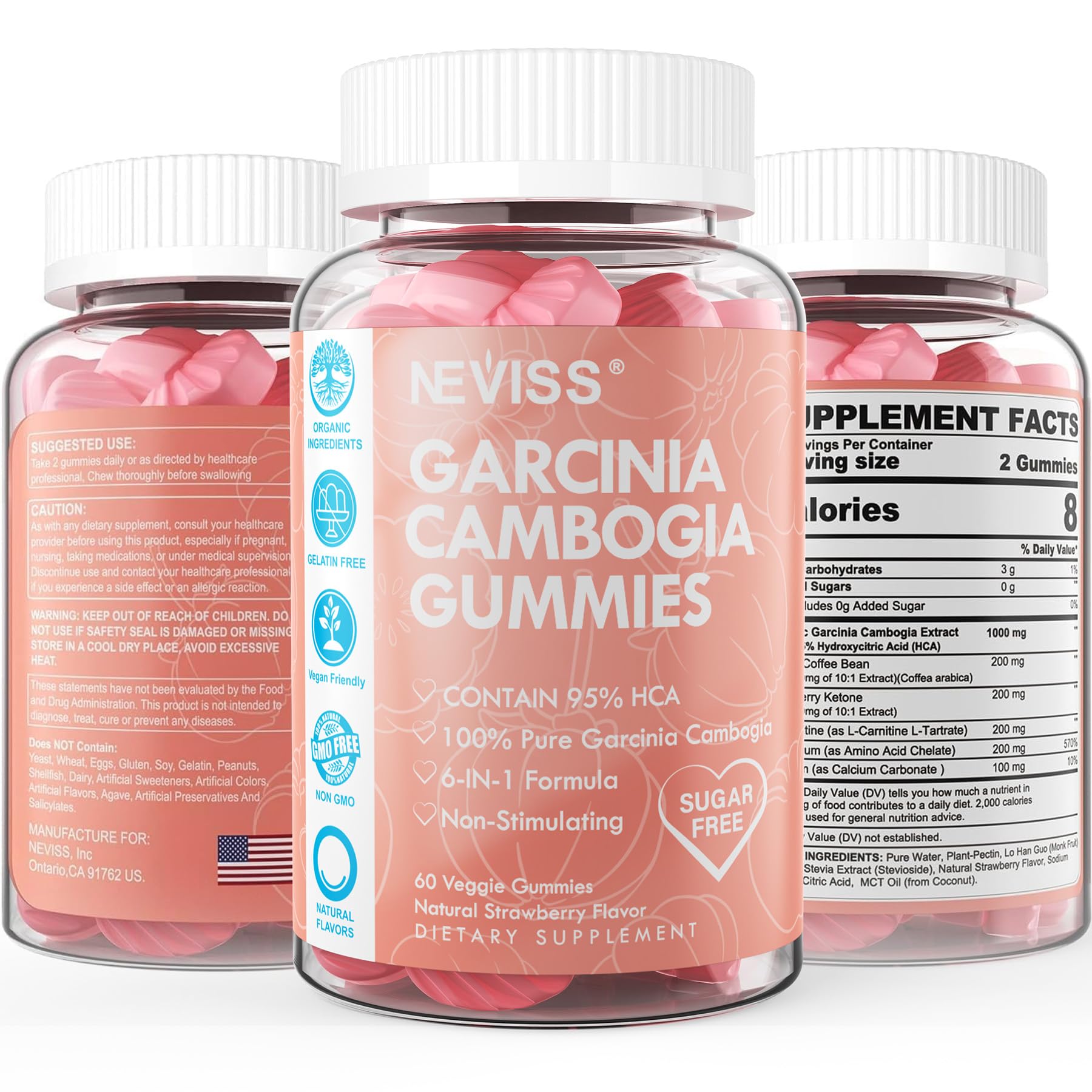 NEVISS Garcinia Cambogia Gummies close-up of gummies