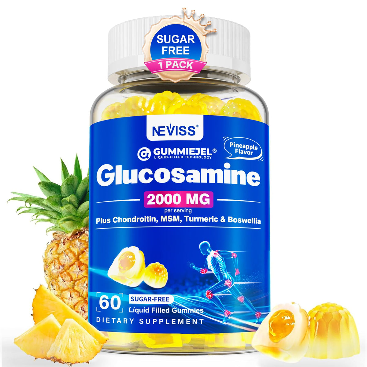 NEVISS Glucosamine Liquid-Filled Gummies bottle front view