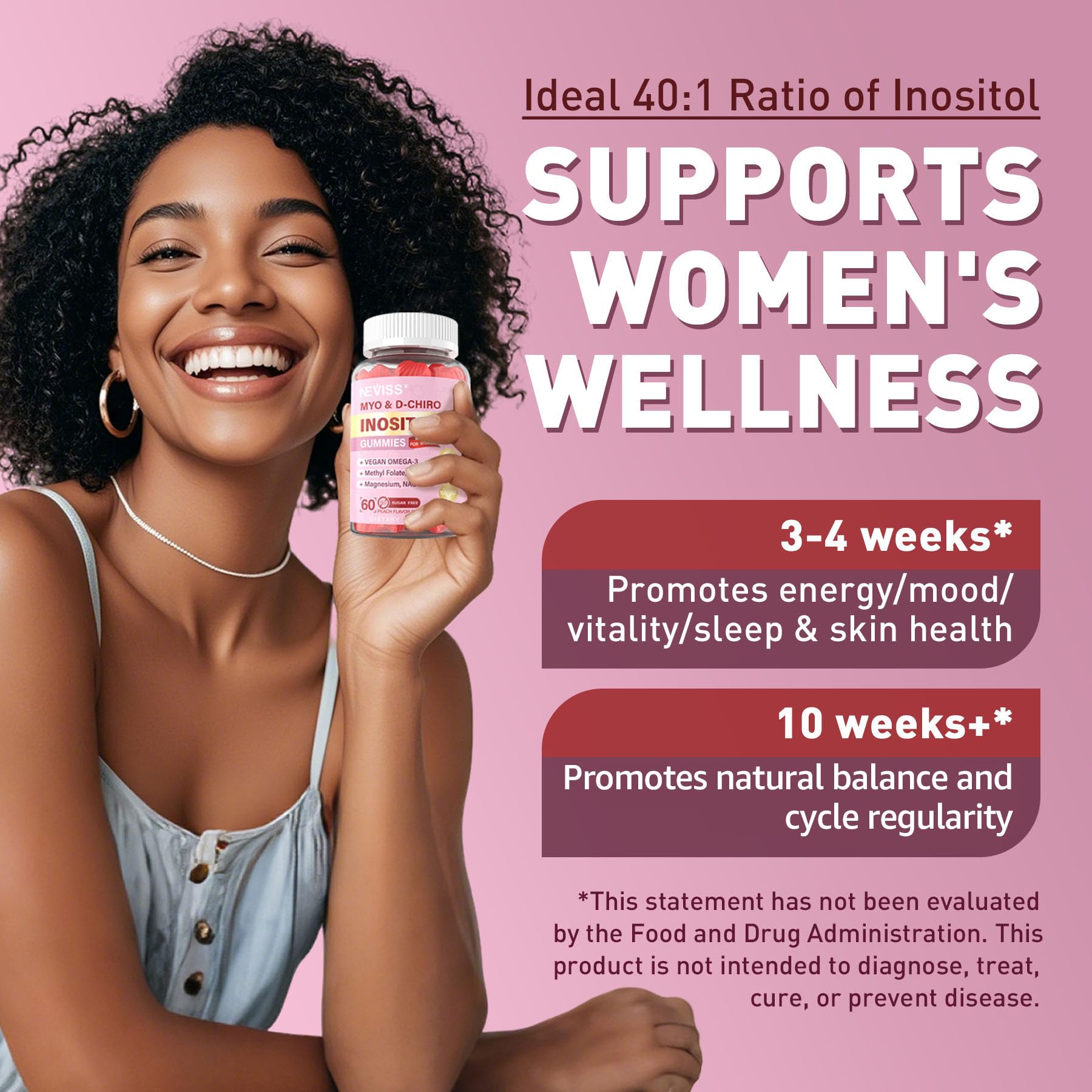 NEVISS Inositol Gummies bottle side view