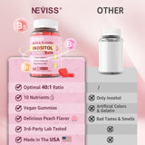 NEVISS Inositol Gummies on a wooden table