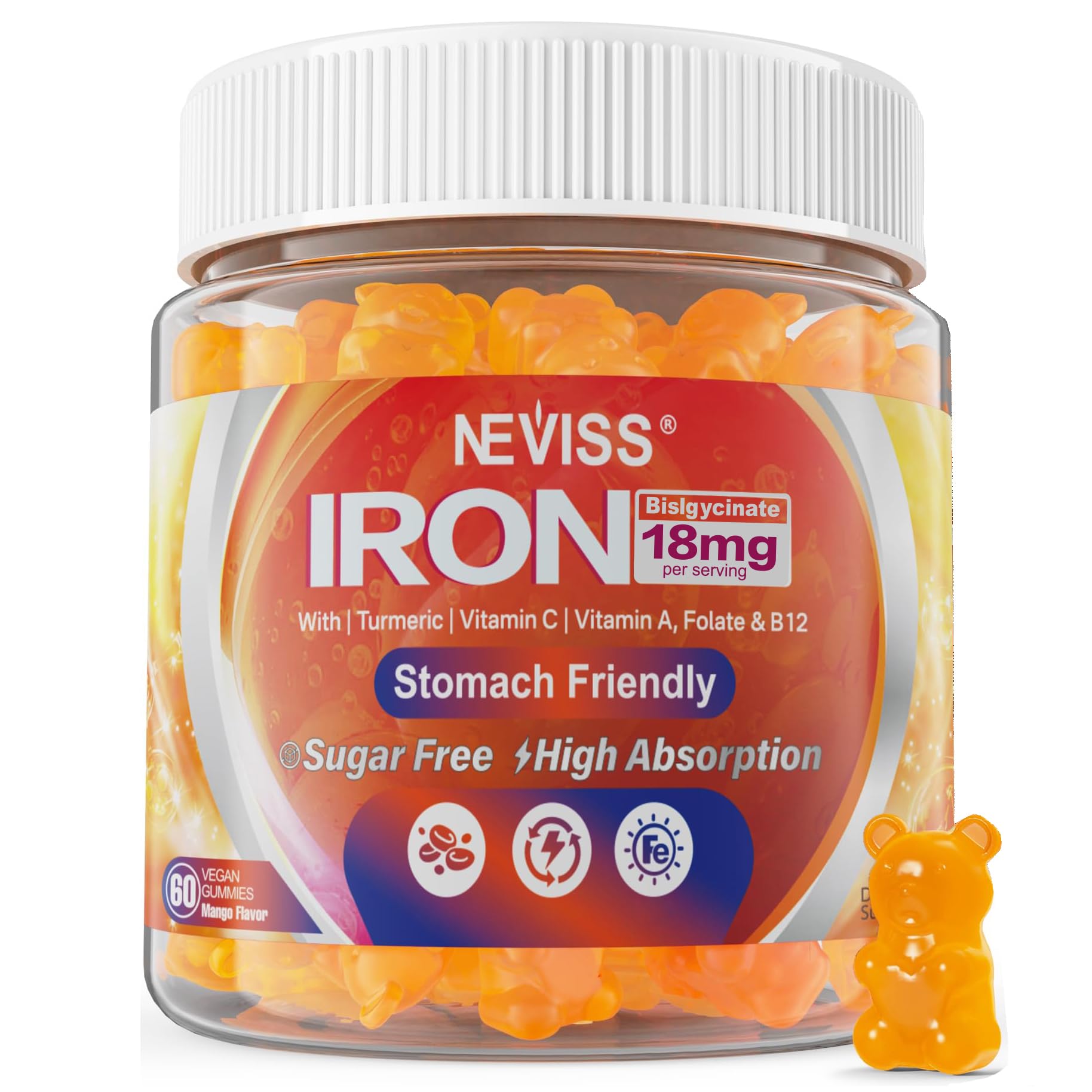 NEVISS Iron Gummies 55g packaging front view