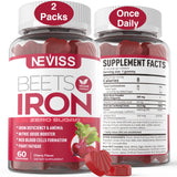 NEVISS Iron Gummies 60 Count cherry flavour front view