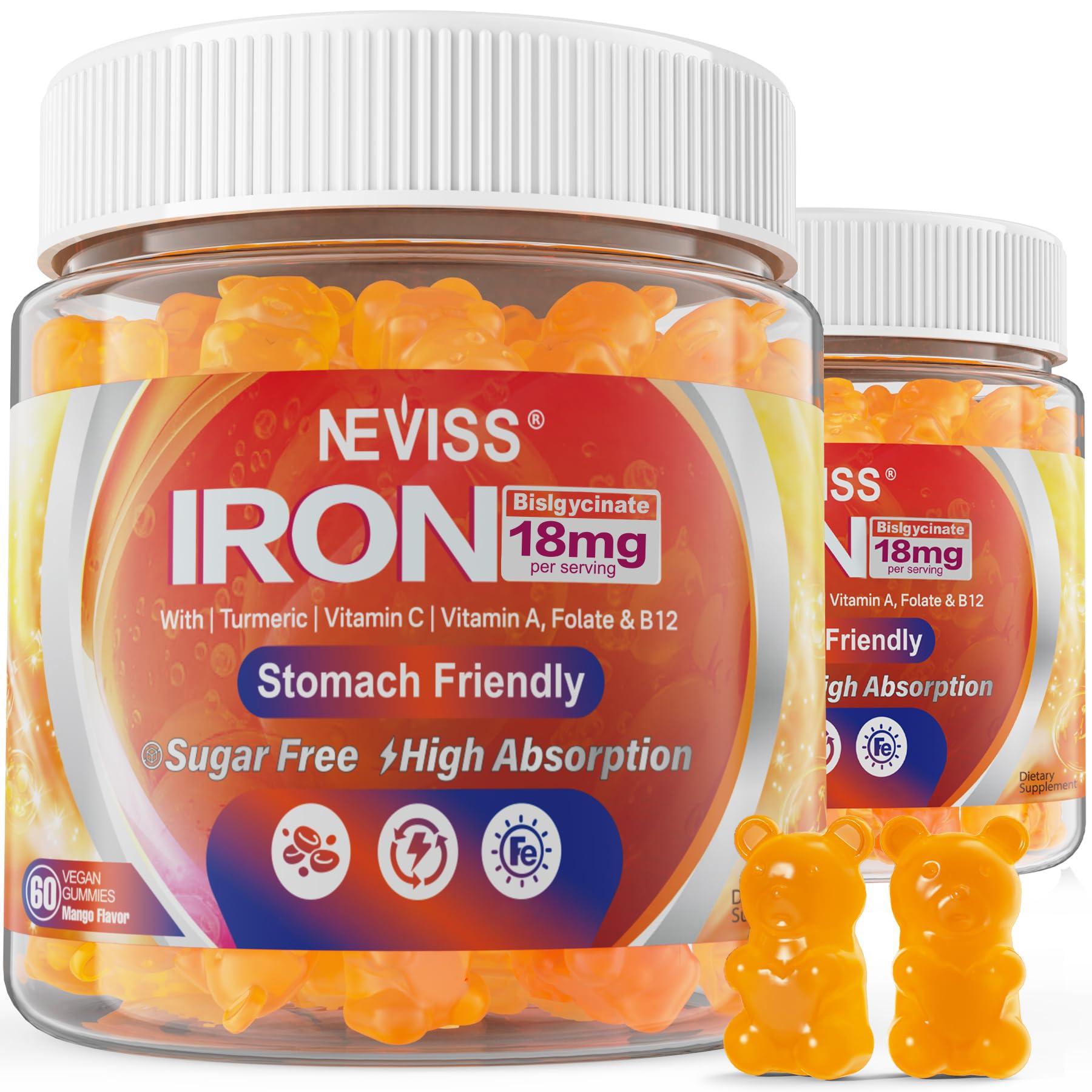 NEVISS Iron Gummies front view packaging
