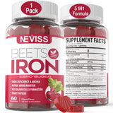 NEVISS Iron Gummies packaging front view with cherry flavour