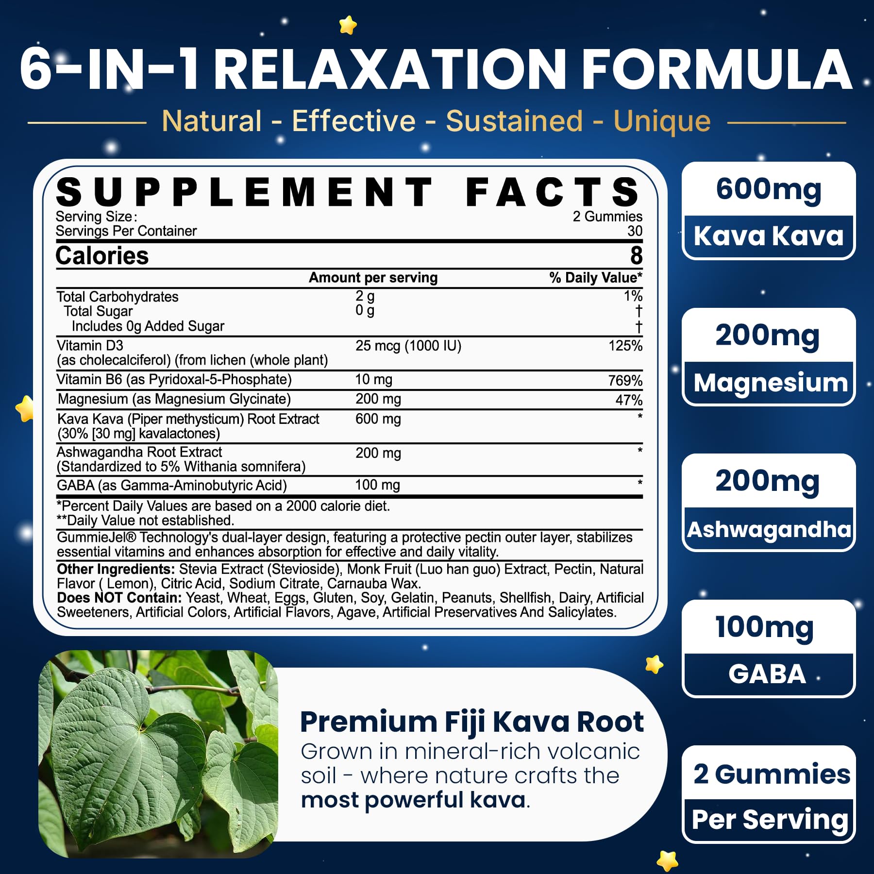 NEVISS Kava Kava Gummies packaging side view