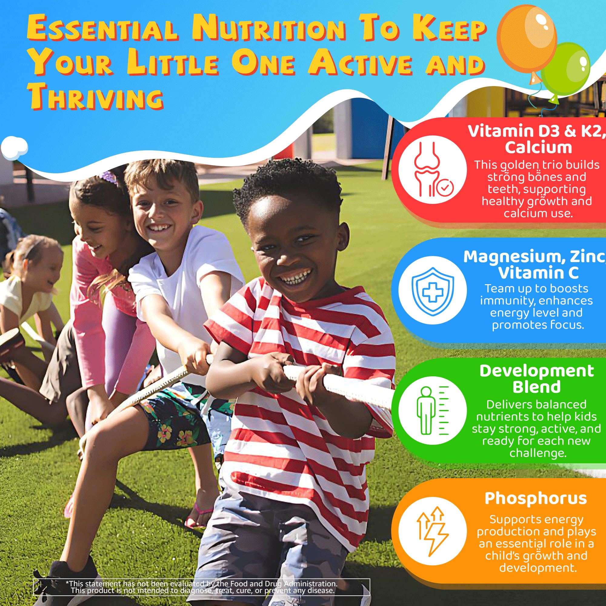 NEVISS Kids D3 K2 Gummies nutritional information on the back of the packaging
