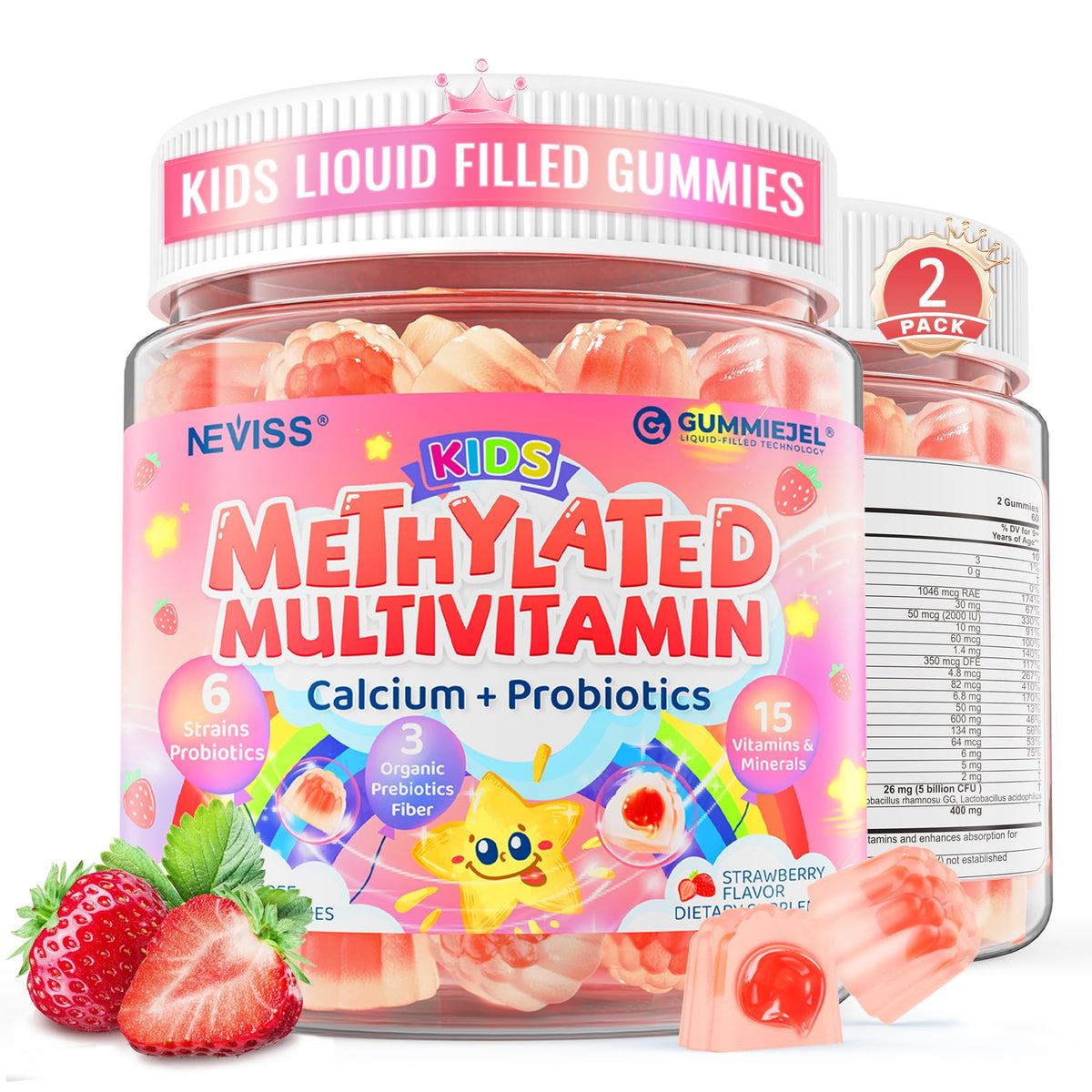 NEVISS Kids Methylated Multivitamin Gummies front view packaging